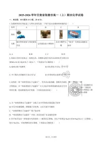 2025-2026学年甘肃省张掖市高一（上）期末化学试卷（含答案）