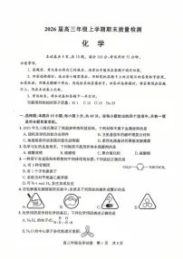湖北省2025-2026学年武汉市武昌区1月高三上学期期末考试化学试卷
