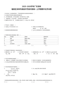 2025~2026学年广东深圳福田区深圳市高级中学高中部高一上学期期中化学试卷（有答案解析）