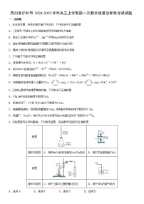 2024-2025学年四川省泸州市高三上学期第一次教学质量诊断性考试化学试卷（学生版）