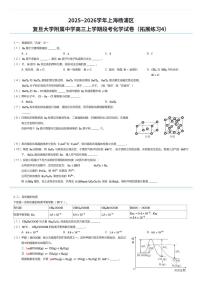 2025~2026学年上海杨浦区复旦大学附属中学高三上学期段考化学试卷（拓展练习4）（有答案解析）
