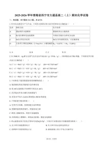 2025-2026学年青海省西宁市大通县高二（上）期末化学试卷（含答案）
