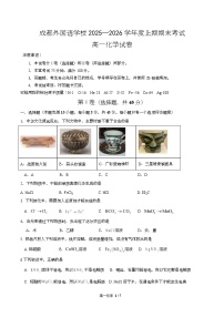 四川省成都外国语学校2025-2026学年高一上学期期末考试化学试卷（Word版附答案）