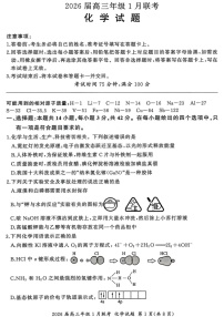 百师联盟2026届高三上学期1月九省联考化学试卷（图片版附解析）