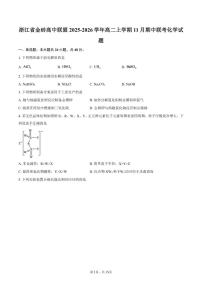 浙江省金砖高中联盟2025-2026学年高二上学期11月期中联考化学试题（含答案）