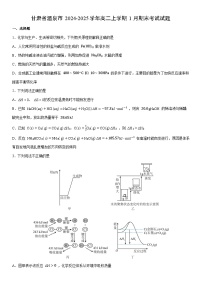 2024-2025学年甘肃省酒泉市高二上学期1月期末考试化学试卷（学生版）