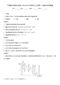 2024-2025学年广西梧州市部分学校高二上学期1月期末考试化学试卷