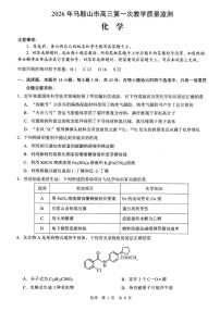 2026届安徽马鞍山市上学期高三一模教学质量监测 化学试题及答案