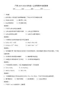 2025-2026学年广西高一上学期期中考试化学试卷