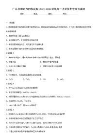 2025-2026学年广东省清远市四校联盟高一上学期期中联考化学试卷