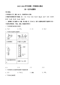 浙江省嘉兴市2025-2026学年度第一学期期末测试高一化学试题（试卷+解析）