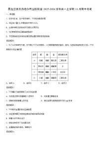 2025-2026学年黑龙江省齐齐哈尔市五校联谊高一上学期11月期中考试化学试卷