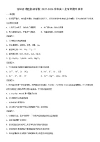2025-2026学年吉林省地区部分学校高一上学期期中联考化学试卷