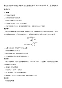 2024-2025学年浙江省杭州市西湖区杭州师范大学附属中学高二上学期期末考试化学试卷