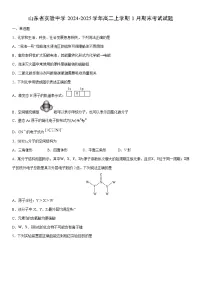 2024-2025学年山东省实验中学高二上学期1月期末考试化学试卷（学生版）