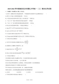 2025-2026学年湖南省长沙市雅礼中学高一（上）期末化学试卷（含答案）