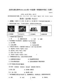 2024北京北师大燕化附中高一（上）期中化学试卷