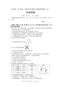 湖南省长沙市第一中学2025届高三上学期阶段性检测（五）化学试卷（含解析）