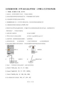 2025-2026学年江苏省泰州市第二中学高一上学期12月月考化学试卷（含答案）