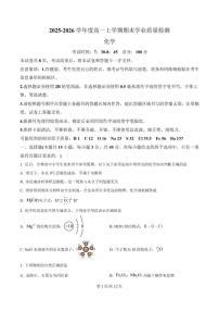 2025-2026学年吉林省延边朝鲜族自治州高一上学期期末化学试卷（含答案）