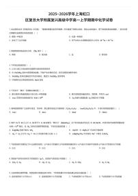 2025~2026学年上海虹口区复旦大学附属复兴高级中学高一上学期期中化学试卷（有答案解析）