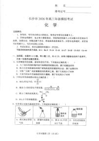 湖南省长沙市2026届高三上学期一模化学试卷（PDF版附答案）