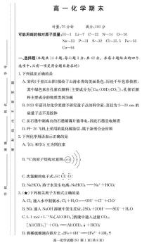 湖南省长沙市长郡中学2025-2026学年高一上学期期末化学试卷（含答案）