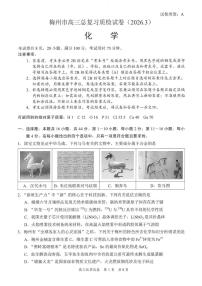2026届广东梅州高考一模化学试题+答案