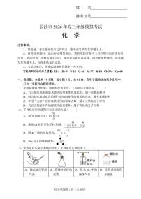 湖南长沙市2026届高三上学期模拟考试化学试题+答案
