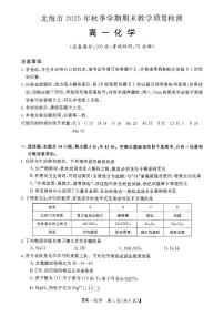 广西壮族自治区北海市2025-2026学年高一上学期期末化学试卷含答案