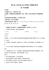 浙江省A9协作体2023-2024学年高一下学期4月期中联考化学试题 含解析