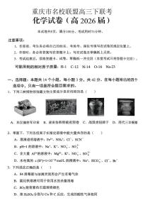 化学-重庆名校联盟2026届高三下学期第一次联考试卷及答案