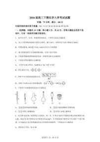 2025-2026学年湖南株洲市南方中学高三下学期入学考试化学试题（含答案）