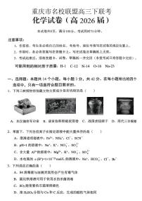 重庆名校联盟2026届高三下学期3月第一次联考 化学试卷及答案