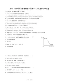 2025-2026学年云南省昭通一中高一（下）开学化学试卷（含答案）