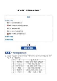 第01讲  物质的分类及转化（专项训练）（天津专用）2026年高考化学一轮复习讲练测练习+答案+答案