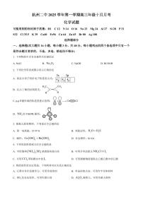 浙江省杭州市第二中学2026届高三上学期10月月考化学试卷（含答案）