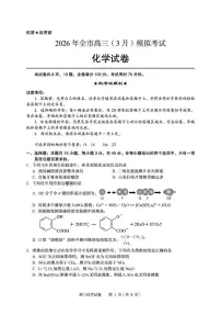 湖北省黄石市2026年高三下学期（3月）高考模拟考试 化学试题（含答案）