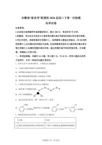 安徽“新高考”联盟校2026届高三下学期第一次检测化学试卷含答案
