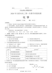 安徽省合肥市2026届高三上学期2月一模试题 化学 含答案
