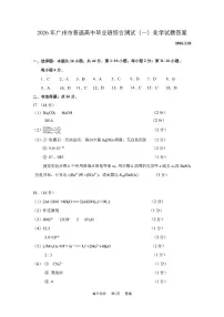 2026年广州市普通高中毕业班高考模拟综合测试（一）化学试卷及答案