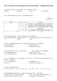 2024~2025学年3月北京海淀区北京市中关村中学高一下学期月考化学试卷（有答案解析）