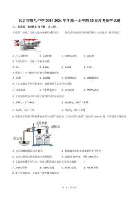 2025-2026学年北京市第九中学高一上学期12月月考化学试题（含答案）