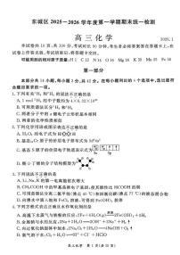 2025-2026学年北京市东城区高三上学期期末化学试题（无答案）