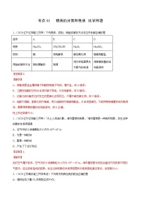 2021高中化学专题练习  考点01 物质的分类和性质 化学用语(解析版)