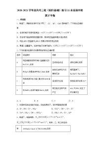 2021届高考化学三轮复习回归基础练习11 水溶液中的离子平衡