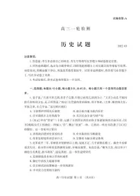 2022泰安高三下学期3月一模考试历史试题PDF版含答案