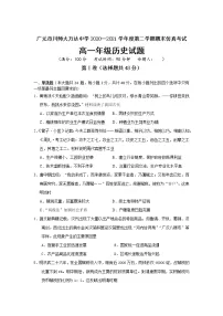 2021广元川师大万达中学高一下学期7月期末仿真考试历史试卷含答案