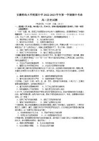 安徽省安徽师范大学附属中学2022-2023学年高二历史上学期期中考查试题(Word版附答案)