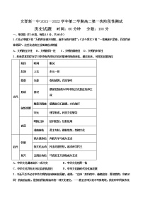 2021-2022学年山东省威海市文登新一中高二下学期第一次阶段检测历史试题（Word版）